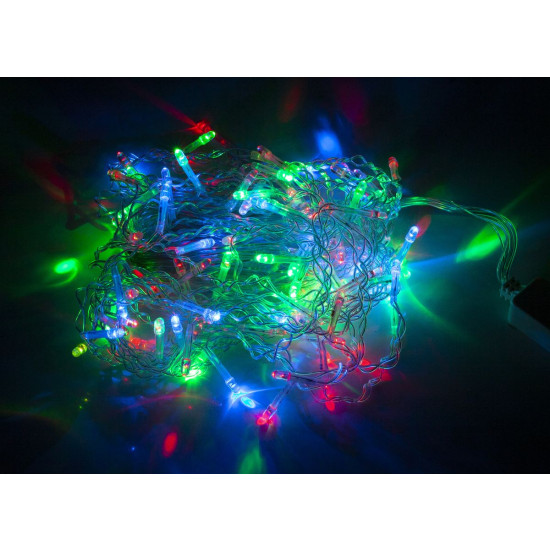 Гирлянда бахрома  LED (провод прозрачный + переходник) Разноцветный Unison (B 1-1)