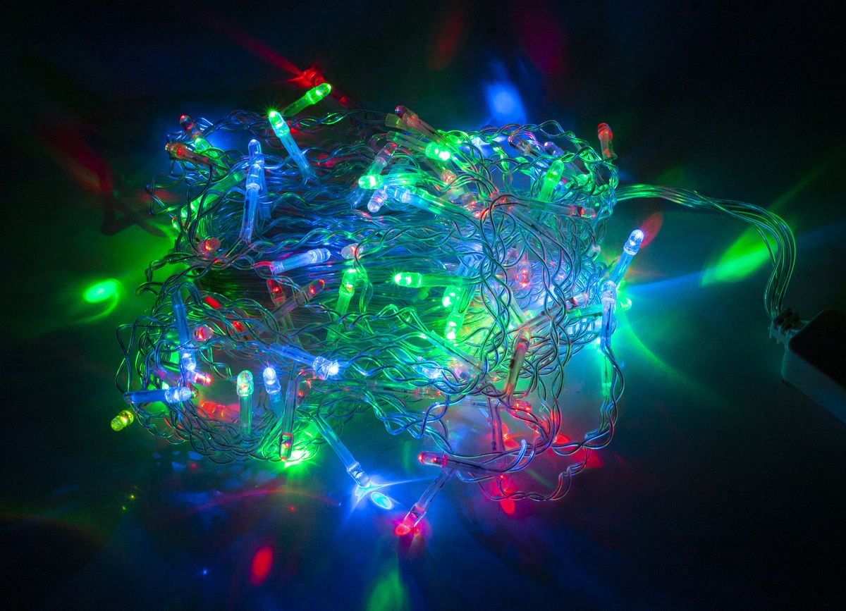 Гирлянда бахрома  LED (провод прозрачный + переходник) Разноцветный Unison (B 1-1)