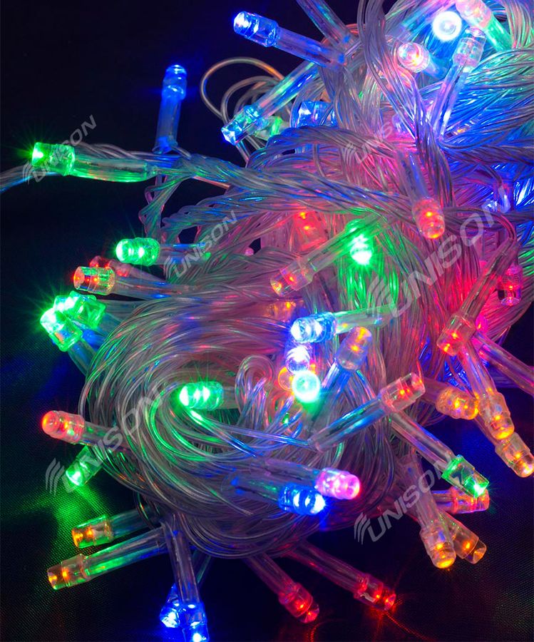 100 LED, мульти (прозрачный провод) (1110-01)