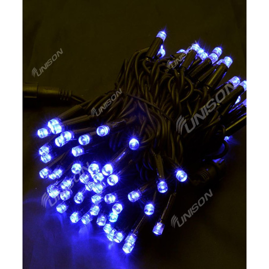 Гирлянда уличная + FLASH 100 LED 10м (черный провод 3,3мм) синий Синий Unison (1431-20)