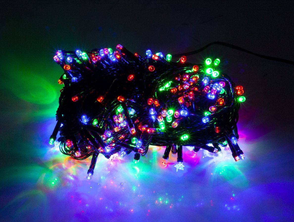 Гирлянда  LED 300 , провод черный (8 режимов) (2-5)