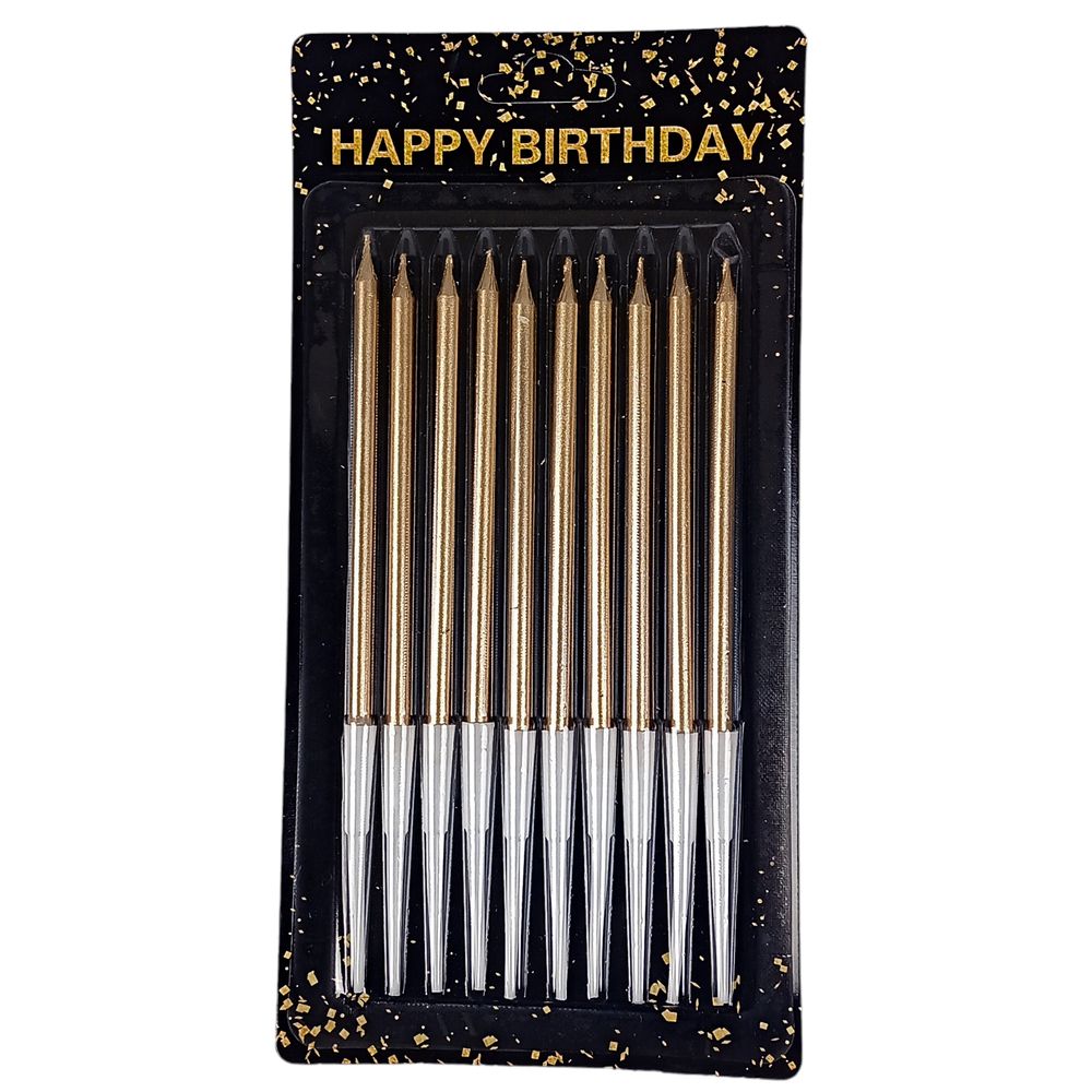 Набор свечей для торта 10 шт, золото, 14 см Золотой Без бренда (040557 gold)