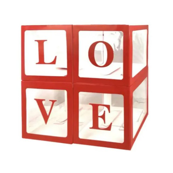 Коробки для шаров набор - 4шт "LOVE" 30 х 30 х 30см Красный Unison (10134 red)