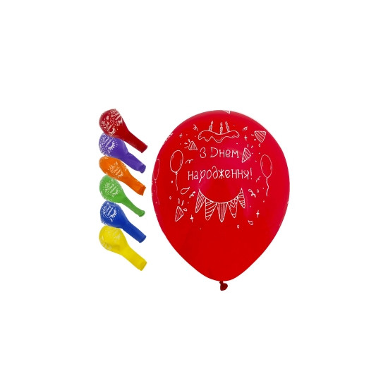 Шарики латексные 12" (30см) "С Днем рождения, гирлянда"  Pelican 10шт Разноцветный Pelican (827027)
