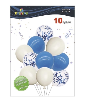 Набор из 10 латексных шариков "Голубая нежность" винтажный, Pelican (837417)
