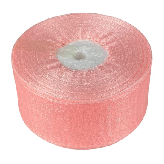 Лента с органзы  персиковая 4,0 см х  50 ярдов Marill (D02040-1022)