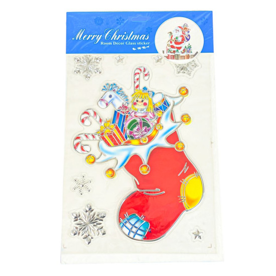 Наклейки для окон силикон "Santa" 23*38см, mix (6527-P3-11)