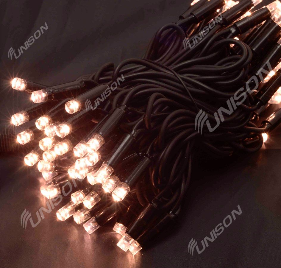 Уличная 100 LED, 8м, черный провод 3,3мм, теплий белый (14311-07)