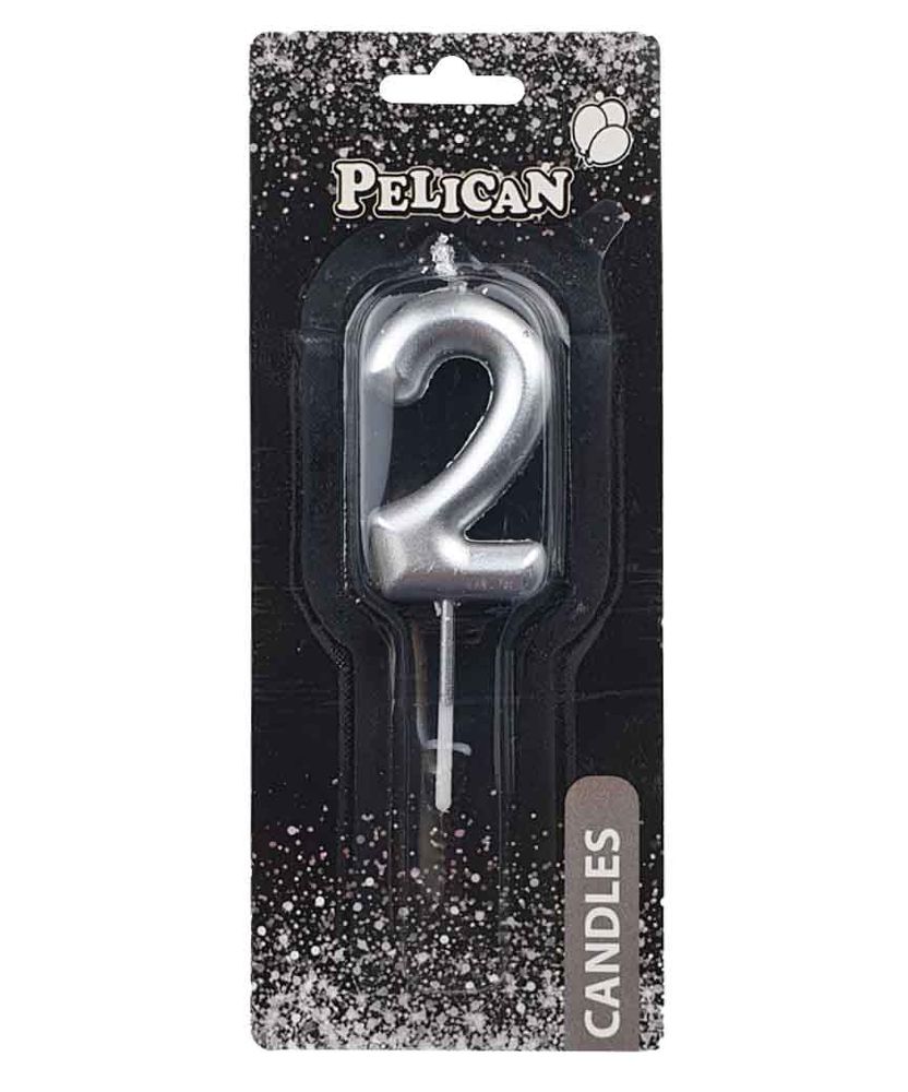Свеча для торта Pelican "2" СЕРЕБРО 5 см Серебряный Pelican (865022)