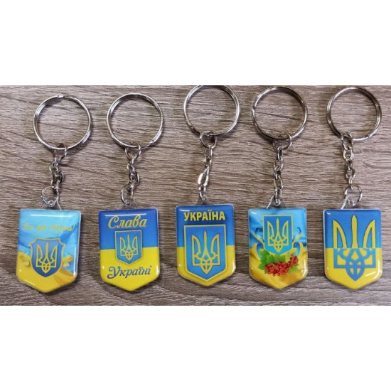 Брелок 3D объемный 35*25мм "Тризуб Украины" микс Желто-синий Unison (784192)