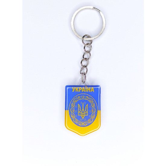 Брелок акриловый щит 25 х 41мм, шильда 35 х 25мм Желто-синий Unison (UNB-1011)