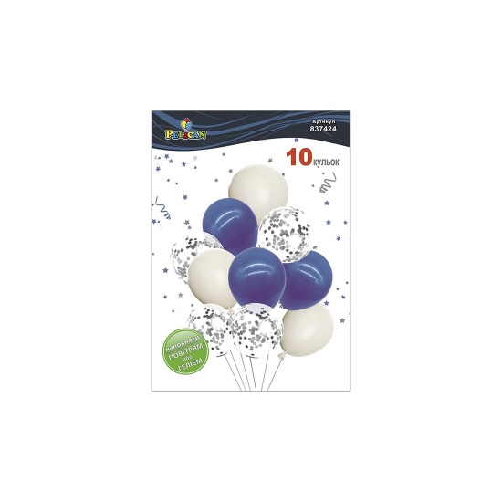 Набор из 10 латексных шариков "Голубое сияние" макарун, Pelican (837424)