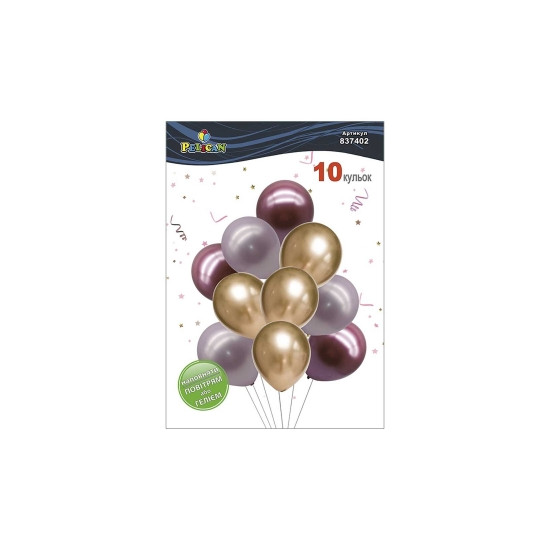 Набор из 10 латексных шариков "Розовый блеск" хром, Pelican (837402)