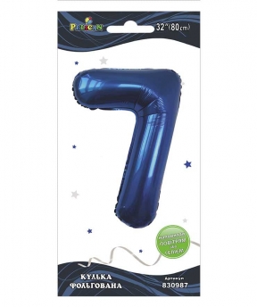 Цифра фольгированная  "7" индиго 32"(80cm) Pelican (830987)