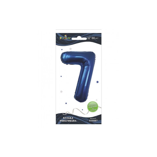 Цифра фольгированная  "7" индиго 32"(80cm) Pelican (830987)
