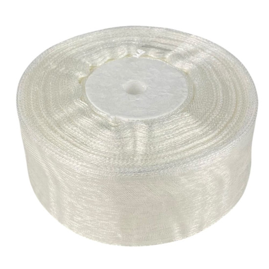 Лента с органзы  белая 4,0 см х  50 ярдов Белый Marill (D02040-1001)