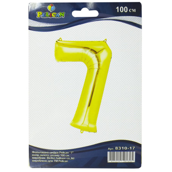 Цифра фольгированная Pelican, "7" Золото 100см Золотой Pelican (831017)