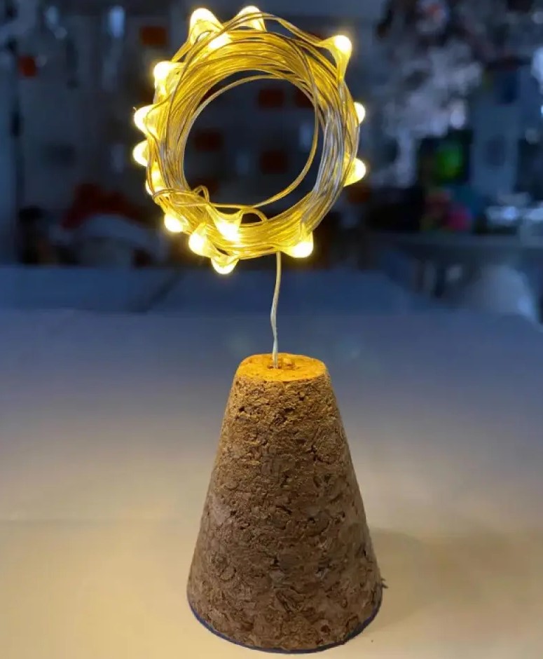 ПРОБКА-РОСА на батарейках 20 LED, 2м,  теплий білий Без бренду (1961-07)
