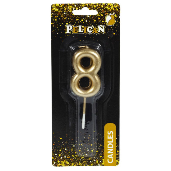 Свеча для торта Pelican, "8" ЗОЛОТО 4,5см Золотой Pelican (864518)