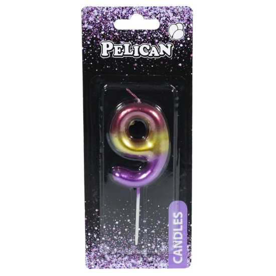 Свеча для торта Pelican "9" РАДУЖНАЯ 6 см Разноцветный Pelican (866069)