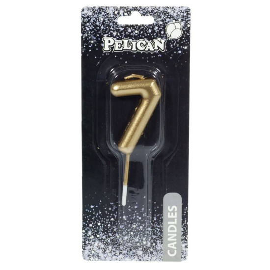 Свеча для торта Pelican, "7" ЗОЛОТО 4,5см Золотой Pelican (864517)