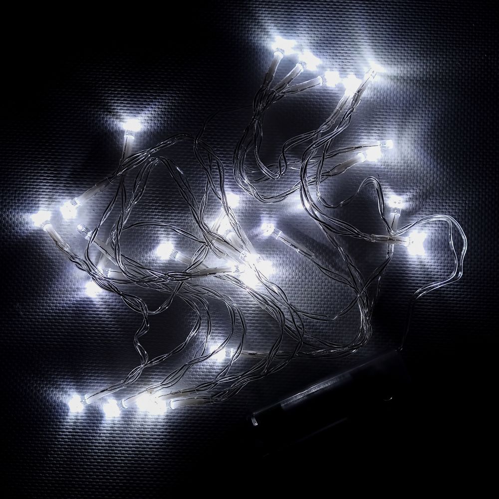 Гирлянда 30 LED 3м на батарейках +USB, белый (1103-03)