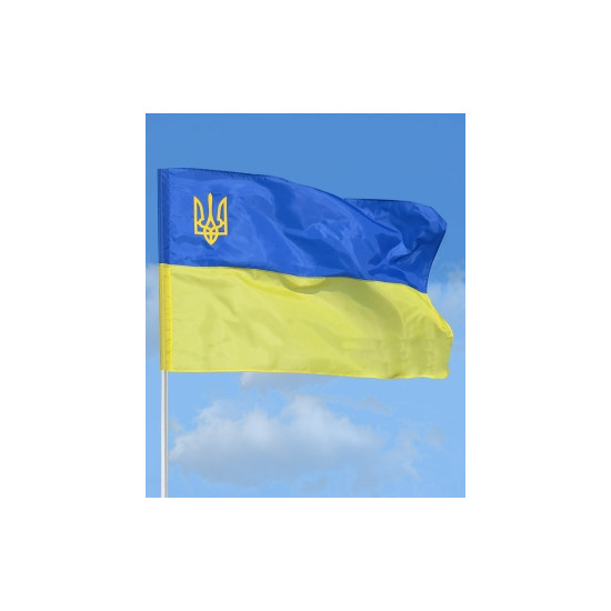 Флаг 90см*60см "Украина трезубец", (со штоком 90см) полиэстер Желто-синий Unison (782107)