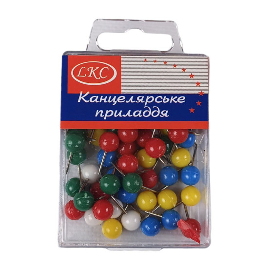 Кнопки-шарик 8мм 60шт в пластиковом футляре Разноцветный Без бренда (1017)