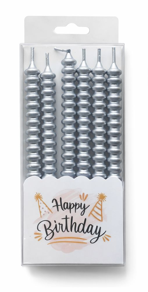Набор свечей 6шт 11,5см, Спиралька-серебро Серебряный Unison (124116 silver)