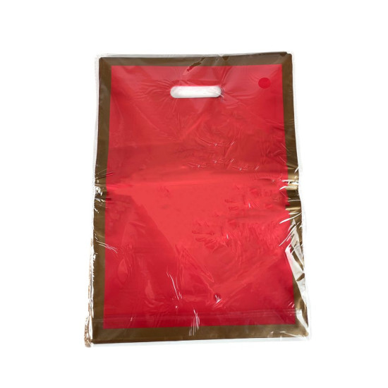 Пакет полиэтиленовый с прорезной ручкой, 30 х 20см 50шт/уп (10804 red-gold)