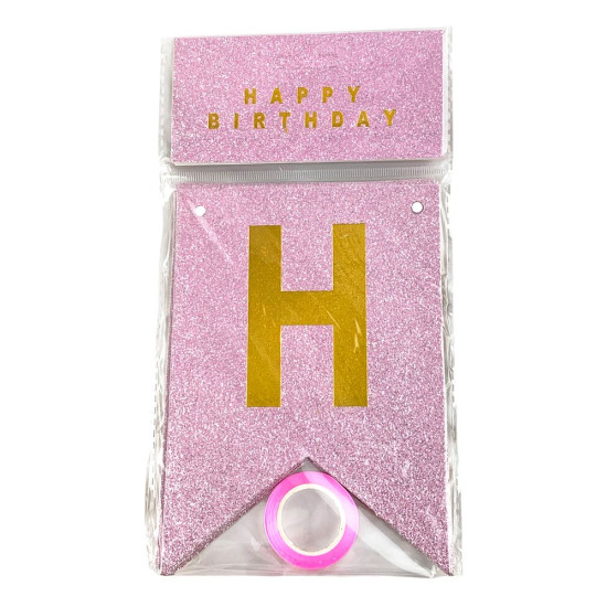 Гирлянда-флажки Happy birthday 16.5 х 11.5см, (10261 rose gold)