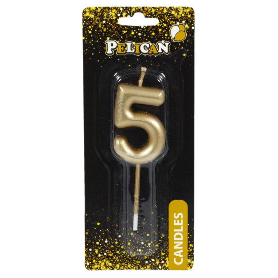 Свеча для торта Pelican, "5" ЗОЛОТО 4,5см Золотой Pelican (864515)