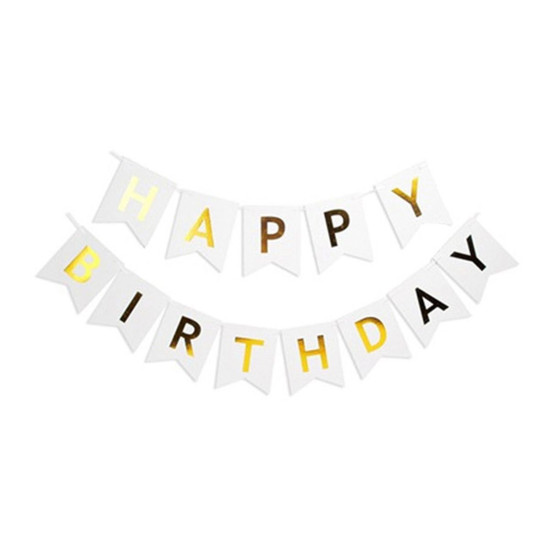 Гирлянда-флажки "Happy birthday"  16см,белый 871055 (871055)