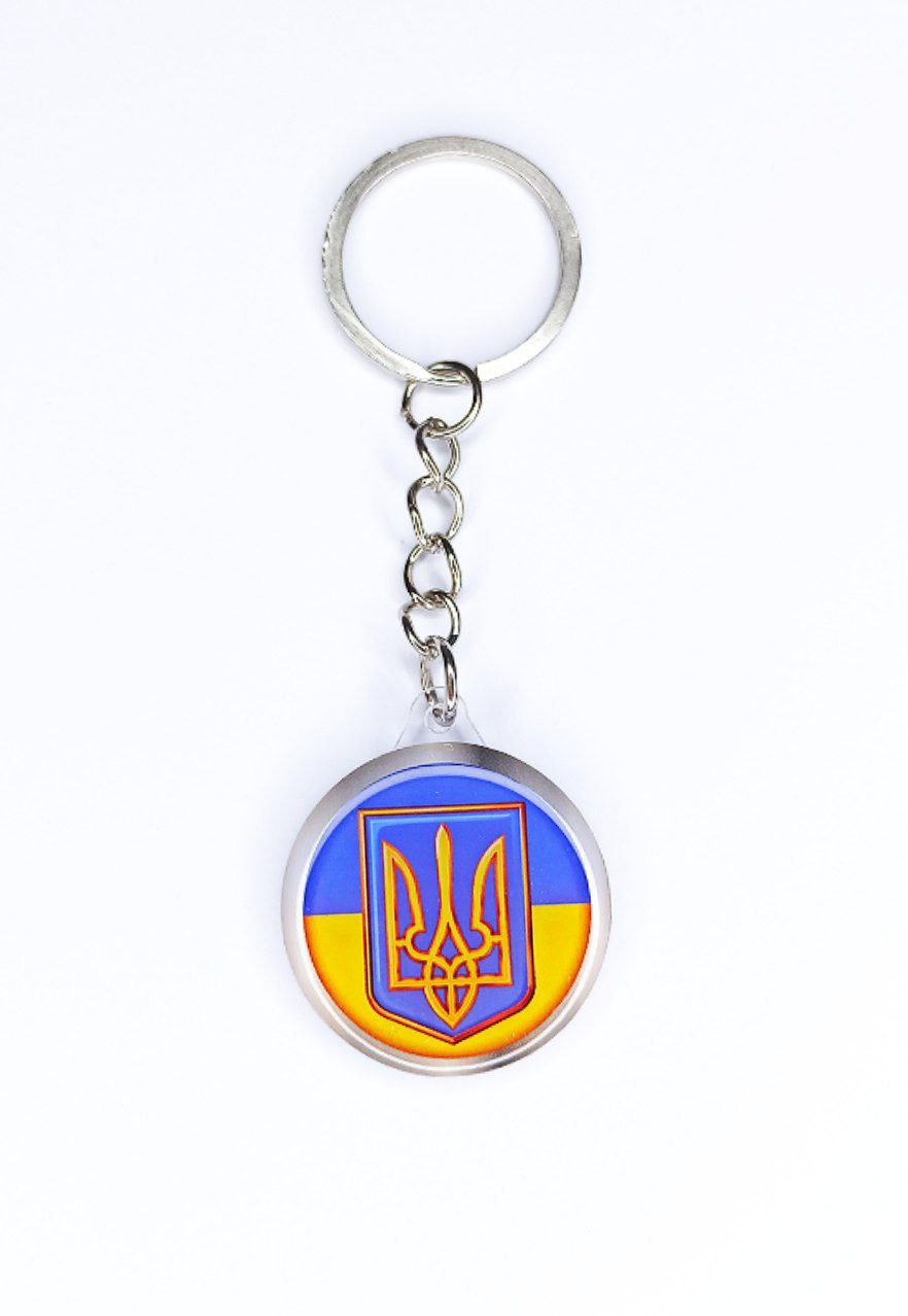 Брелок акриловый круглый 35 х 30мм, шильда 30мм Желто-синий Unison (UNB-1001)