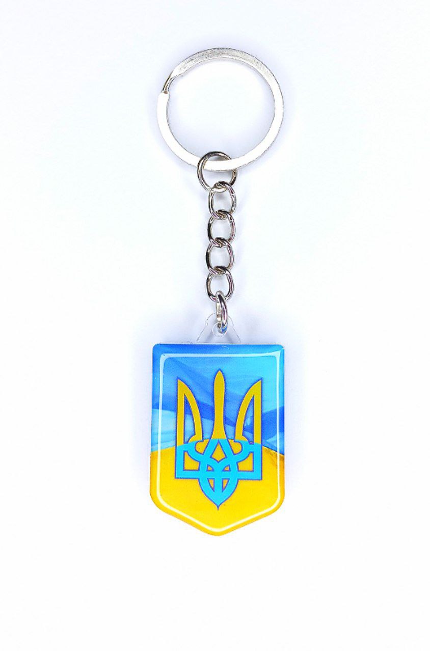 Брелок акриловый щит 25 х 41мм, шильда 35 х 25мм Желто-синий Unison (UNB-1009)