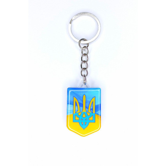 Брелок акриловый щит 25 х 41мм, шильда 35 х 25мм Желто-синий Unison (UNB-1009)