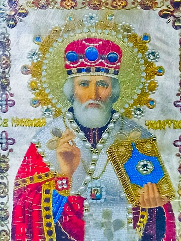 Алмазная мозаика 30 х 40см "Икона Святого Николая" рулон в PVC (без подрамника) Разноцветный Unison (60570_O GLD)