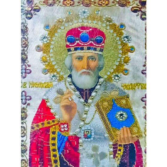 Алмазная мозаика 30 х 40см "Икона Святого Николая" рулон в PVC (без подрамника) Разноцветный Unison (60570_O GLD)