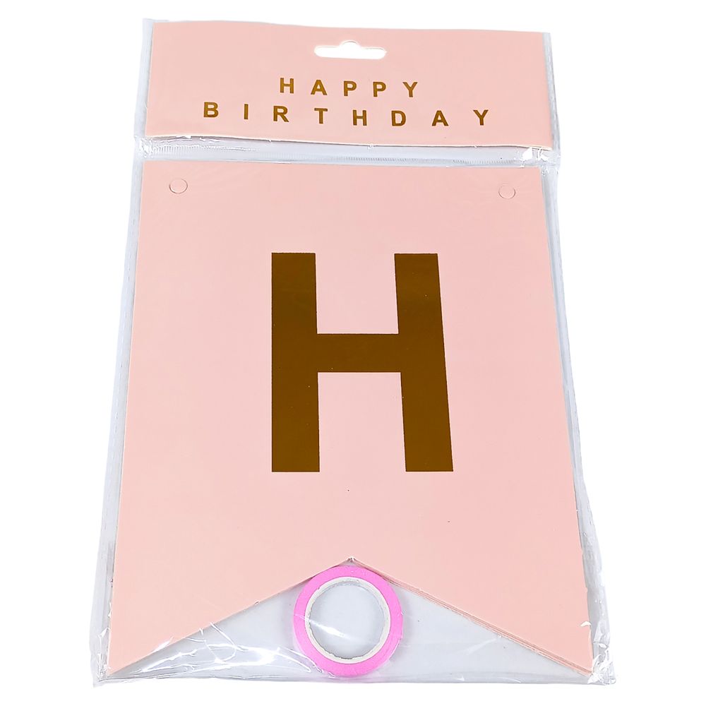 Гірлянда прапорці "Happy birthday"  16 х 20см Рожевий Unison (HB-1097 pink)