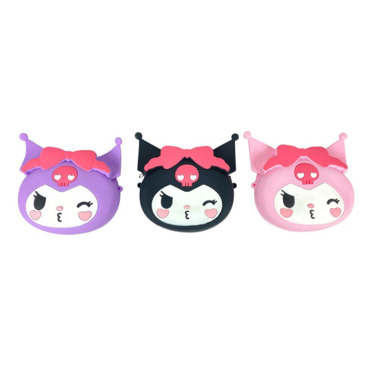 Сумочка силиконовая "Зайка Kuromi-голова" с длинной ручкой 15 х 14см, 3 вида (812-10)