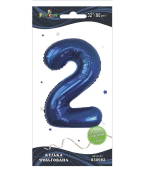 Цифра фольгированная  "2" индиго 32"(80cm) Pelican (830982)