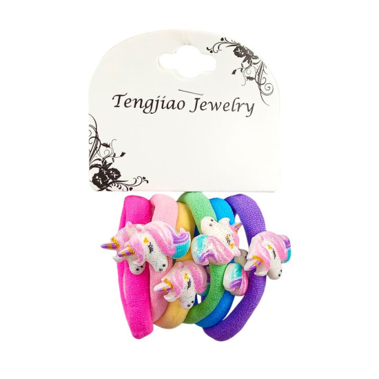 Набір гумок для волосся 6шт, Однороги Різнокольоровий Unison (НГ-7)