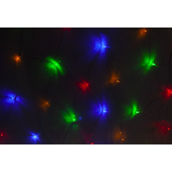 Гирлянда сетка  LED 100 (провод прозрачный 8 режимов) 1,45 х 1,45м Разноцветный Unison (2-38)