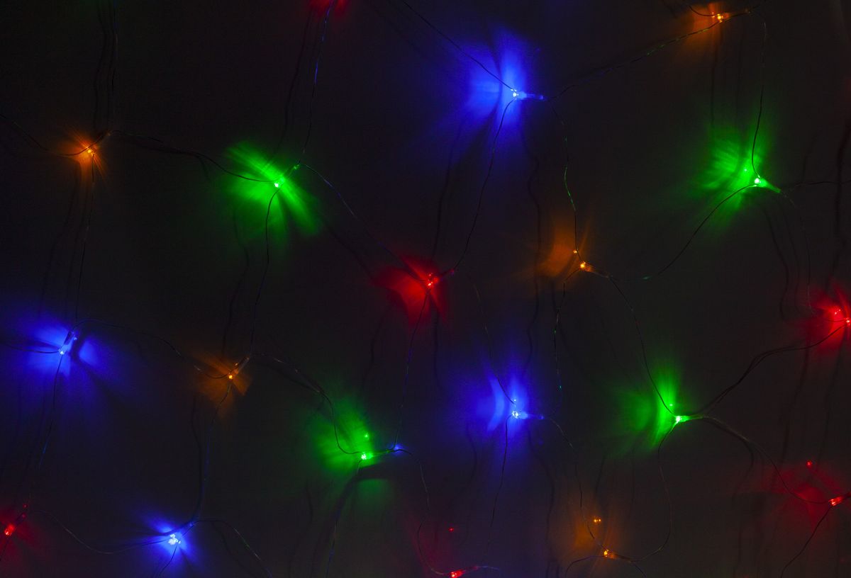 Гирлянда сетка  LED 100 (провод прозрачный 8 режимов) 1,45 х 1,45м Разноцветный Unison (2-38)