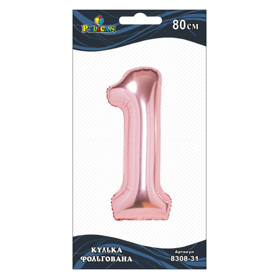 Цифра фольгована Pelican, "1" Рожеве золото 80см Рожевий Pelican (830831)