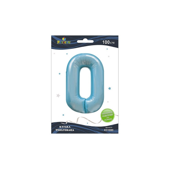 Цифра фольгована Pelican, "0" блакитна 100см Блакитний Pelican (831080)