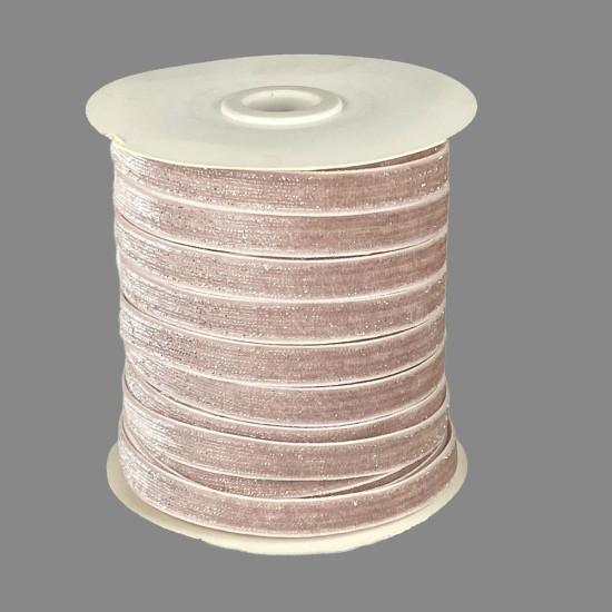 Оксамитова стрічка  блискуча 1,0 см х 50 ярдів Рожевий Marill (D16710- powder)