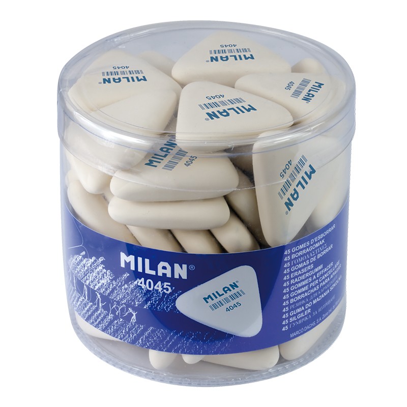 Гумка трикутна  біла"TM MILAN" 3,9x3,4x0,9см, банка (4045PMM)
