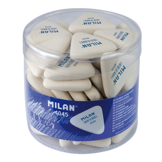 Гумка трикутна  біла"TM MILAN" 3,9x3,4x0,9см, банка (4045PMM)