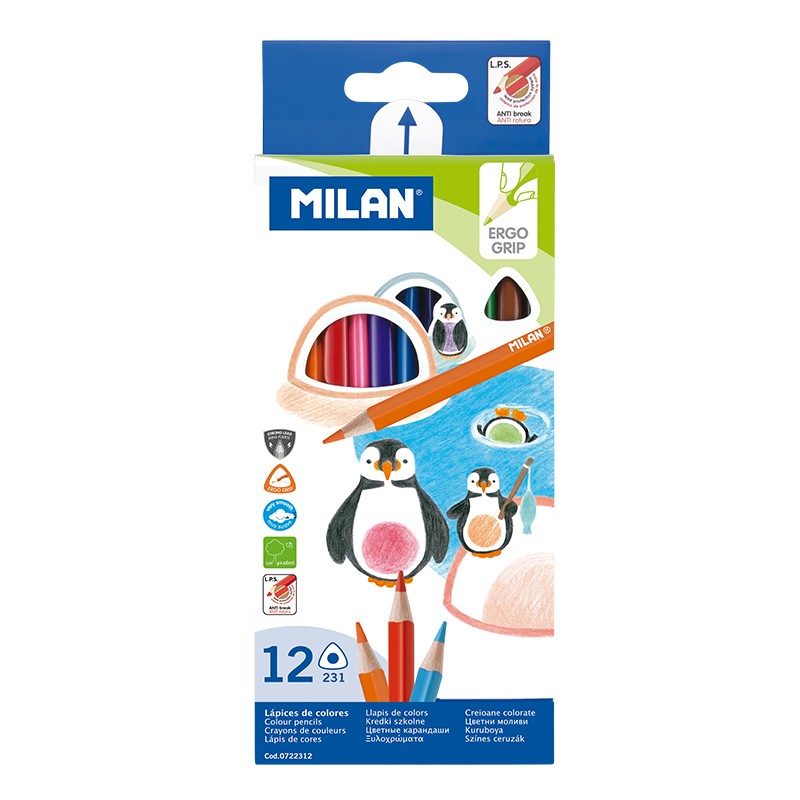 Набір кольорових олівців трикутних  0722312 "TM MILAN"  12 шт., D2.9mm Milan (0722312)